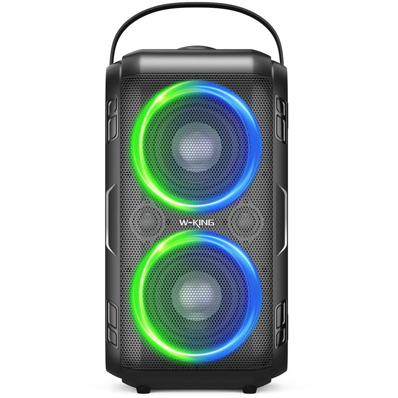 W-KING 80W Loud Bluetooth Speaker with Subwoofer, Party Portable Speaker Bluetooth Wireless Outdoor Box Big Large Speaker,Huge 105dB Sound Deep Bass Christmas Lights USB Play AUX TF EQ, Non-Waterproof