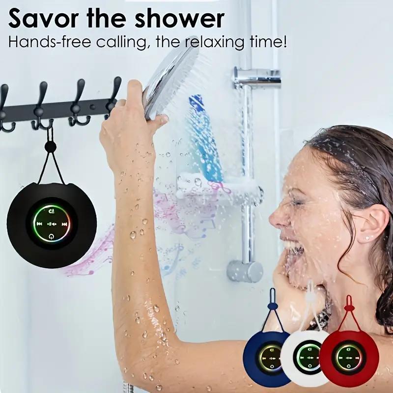 Splashproof and waterproof speaker for bathroom, portable wireless speaker with lanyard, USB charging black speaker, 2 hours play time, suitable for party, bathroom, travel, home and outdoor life