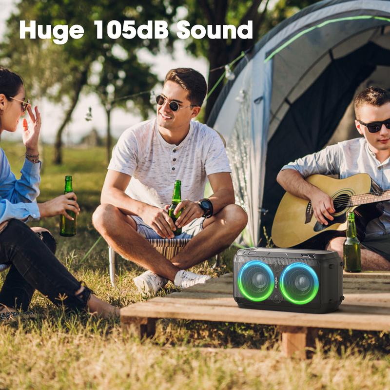 W-KING 80W Loud Bluetooth Speaker with Subwoofer, Party Portable Speaker Bluetooth Wireless Outdoor Box Big Large Speaker,Huge 105dB Sound Deep Bass Christmas Lights USB Play AUX TF EQ, Non-Waterproof