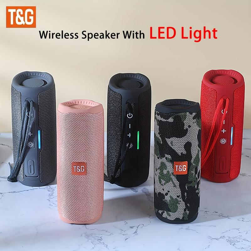 T&G365 Wireless Speaker - Immersive Surround Sound,36V Rechargeable , LED Lights, Portable Design, Built-in Mic, USB Charging, Micro SD TF Card Slot, Portable, Water-Resistant for Smartphones, Tablets, and PCs, , Indoor, Outdoor Audio