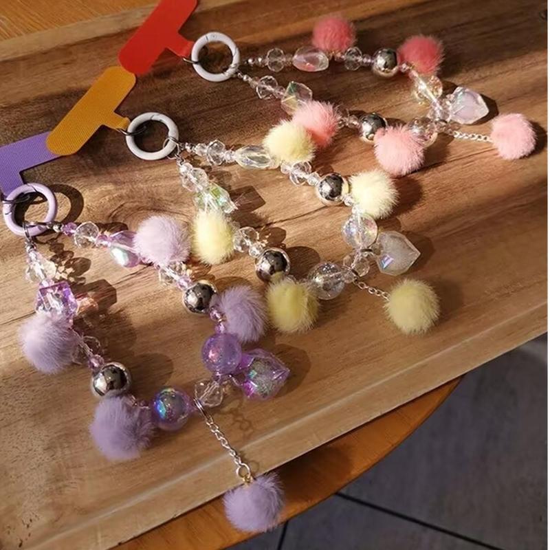 Cute Ball Beaded Phone Chain, 1 Count Fashionable Short Phone Lanyard, Mobile Phone Decoration Accessories for Women & Girls