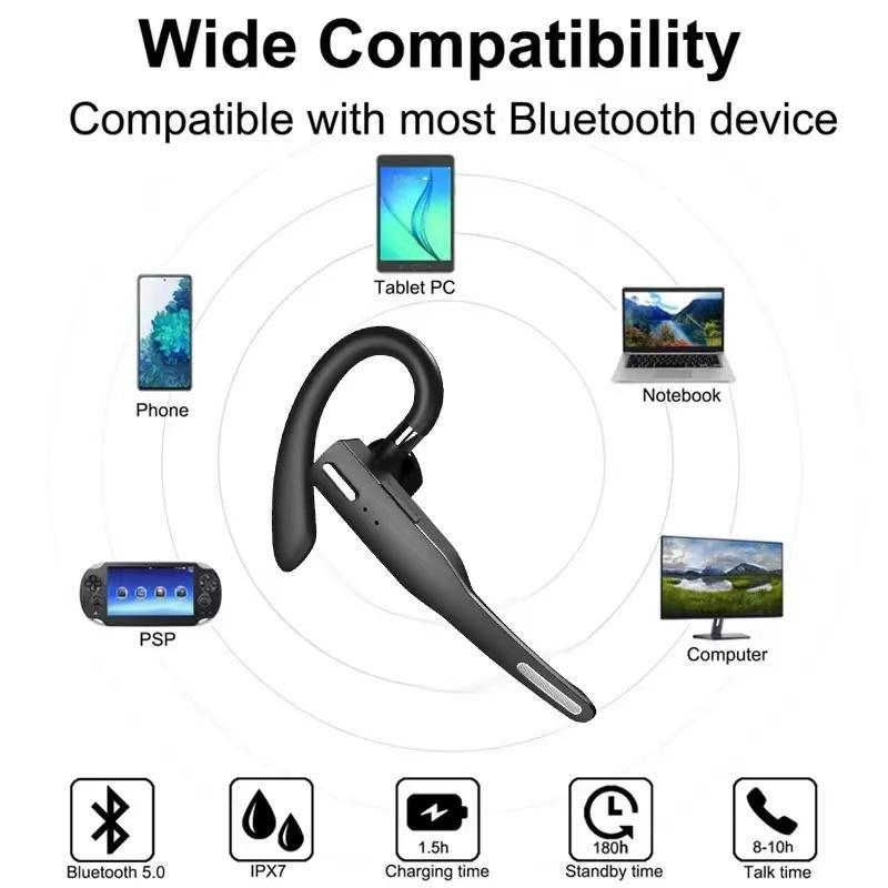 Wireless Ear Hook Design Headphone, Multipurpose Business Ear-mounted Bluetooth-compatible Headset, Noise Reduction Headphones for Business Travel