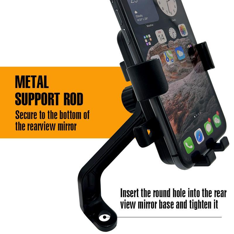 Motorcycle Phone Holder, Vehicle Rear View Mirror Mounted Phone Stand, Universal Mobile Phone Holder Stand for Electric Vehicle, Bicycle, Motorbike