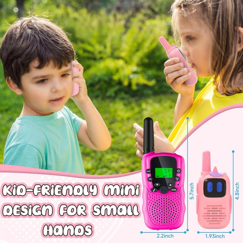 Pink Walkie Talkies with Silicone Cover, Toys for 3-8 Year Old Girls Boys, Kids Walkie Talkies 1000FT Range 2 Way RadioToy Christmas Birthday Gifts for 6-10 Year Old Girls Boys