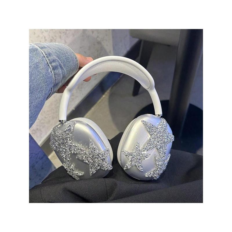 Fashion Y2k 1pc Sweet and Cool Silver Star Protective Case Compatible with Apple Airpods Max Headphone