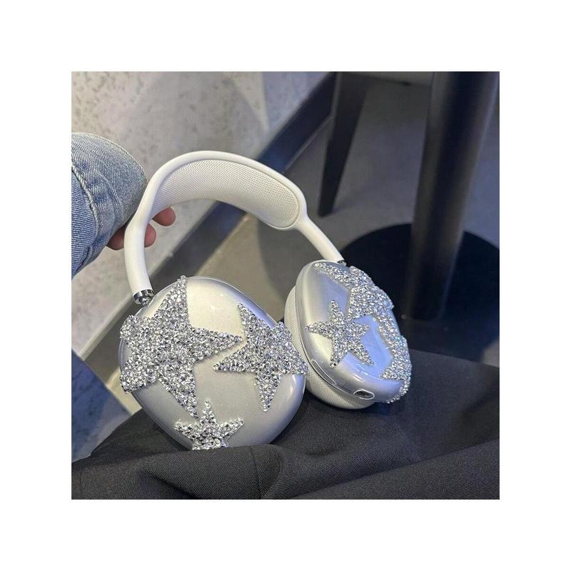 Fashion Y2k 1pc Sweet and Cool Silver Star Protective Case Compatible with Apple Airpods Max Headphone