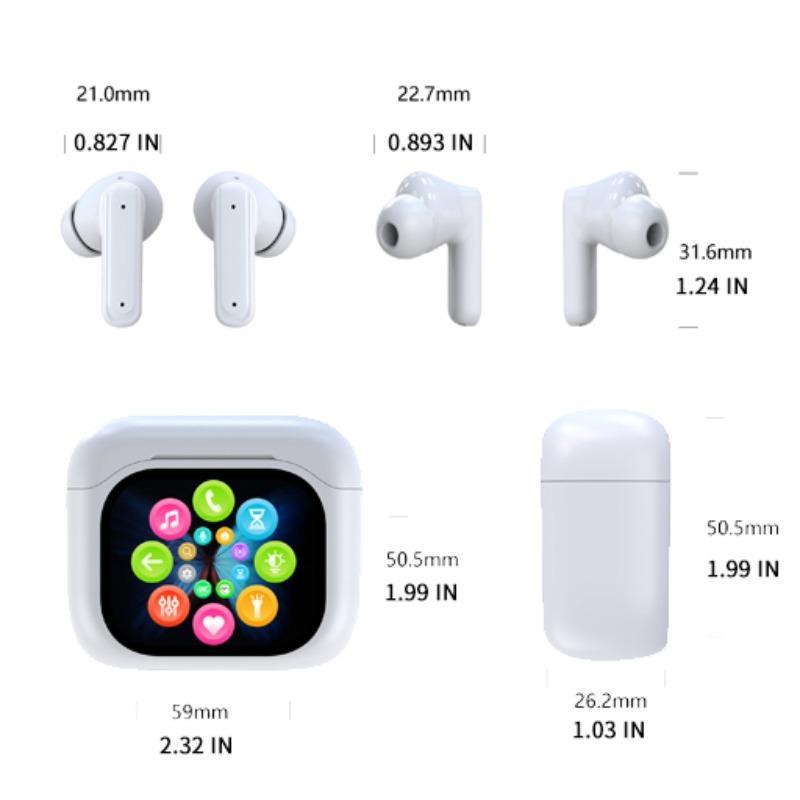 Wireless in-ear Earphone, Smart LCD Touch Screen Earphone, Noise Cancelling Headphone with Built-in Microphone for iPhone, Samsung, Vivo, Xiaomi