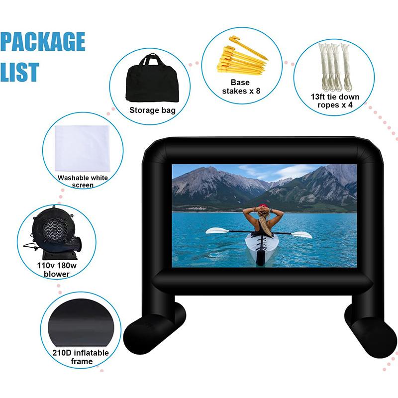 16ft Inflatable Movie Projector Screen, Outdoor Projector Screen Including Blower And Storage Bag Front Rear Projection, Experience The Ultimate Outdoor Cinema Audio Mount Durable Watch