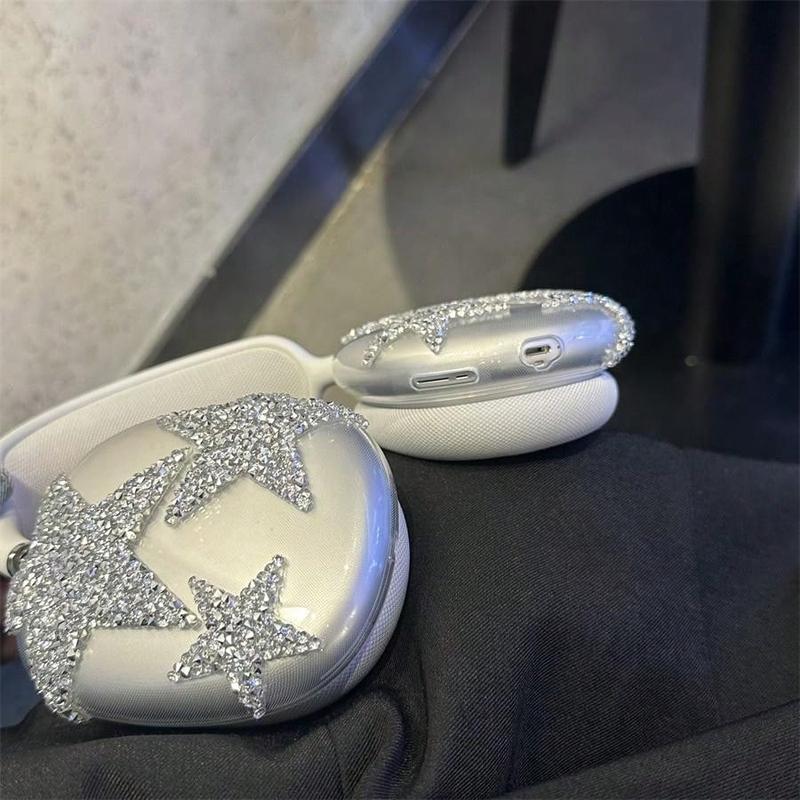 Fashion Y2k 1pc Sweet and Cool Silver Star Protective Case Compatible with Apple Airpods Max Headphone