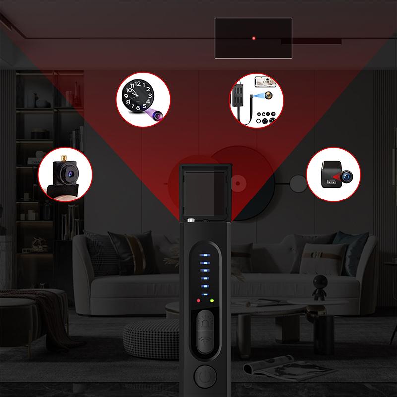 Hidden Spy Detector: 5-Sensitivity, 4 Modes Anti-Spy Camera, GPS, Bug Finder. Wireless Rechargeable for Travel, Home, Car. 30H Battery, Secure Your Privacy. Card Charging Magnetic Security