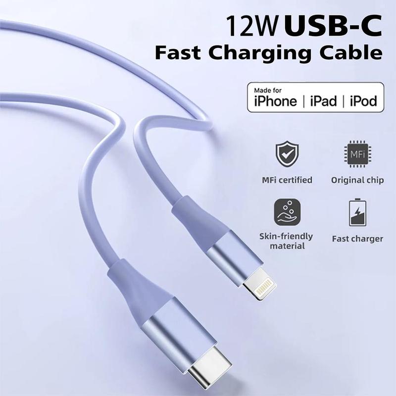 6FT [Apple MFi Certified] Type-C for Lightning Portable Charger Cable Charging Compatible with Apple Cell Phone iPhone 14 13 12 11 Pro Max XR XS X 8 7 6 Plus SE and More, Portable Smartphone Charger Cable