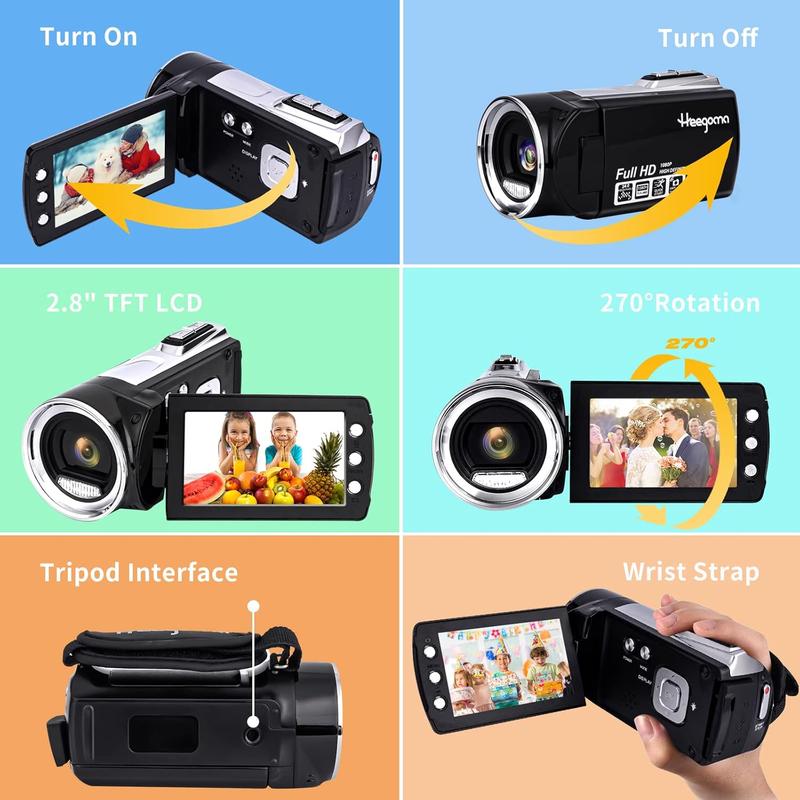 Video Camera Camcorder 2.7K 36MP Video Recorder Vlogging Camera for YouTube TikTok Digital Camera Recorder  Camcorder with 16GB Card,Christmas Stickers,2.8