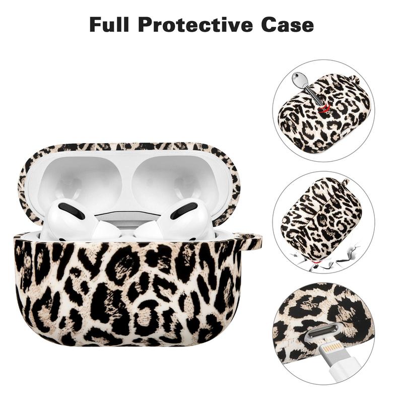 Animals Spots Pattern Earphone Case with Keychain, Soft Silicone Protective Case Cover, Cute Earphone Protector for AirPods 4 3 2 &1, Earbuds Case