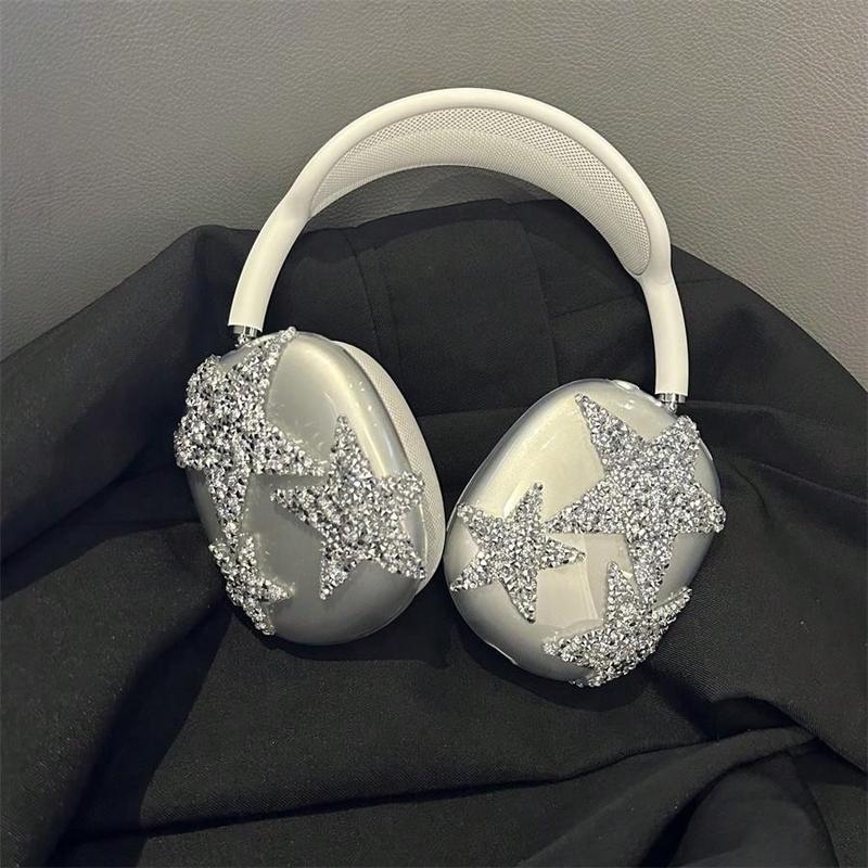 Fashion Y2k 1pc Sweet and Cool Silver Star Protective Case Compatible with Apple Airpods Max Headphone