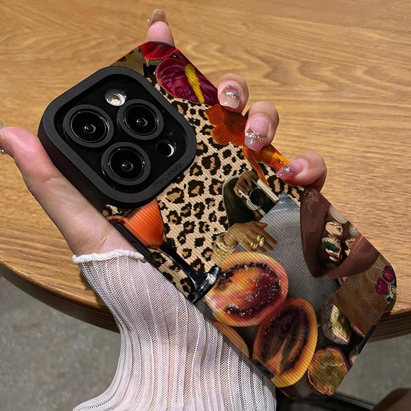 Fashion Leopard-Pattern Phone Case, Shockproof Phone Protective Cover, Phone Accessory Compatible with iPhone 11 12 13 14 15 16 Pro Max Pro Plus