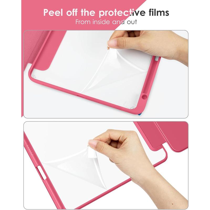 for iPad 10th generation case 2022, 10.9 inch case with clear transparent back and TPU shockproof frame cover [built-in pencil holder, support auto sleep wake]-watermelon