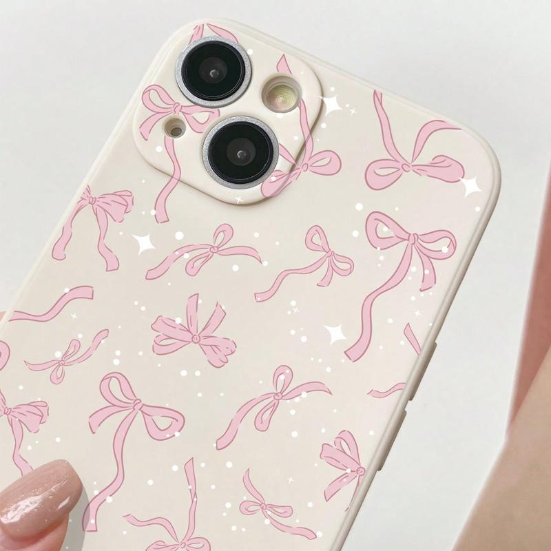 Bow Pattern Phone Case, Cute Phone Cover, Anti-drop Cellphone Protective Case, Total Protective Shockproof Mobile Phone Cover for iPhone 15 14 13 12 11 Pro Max