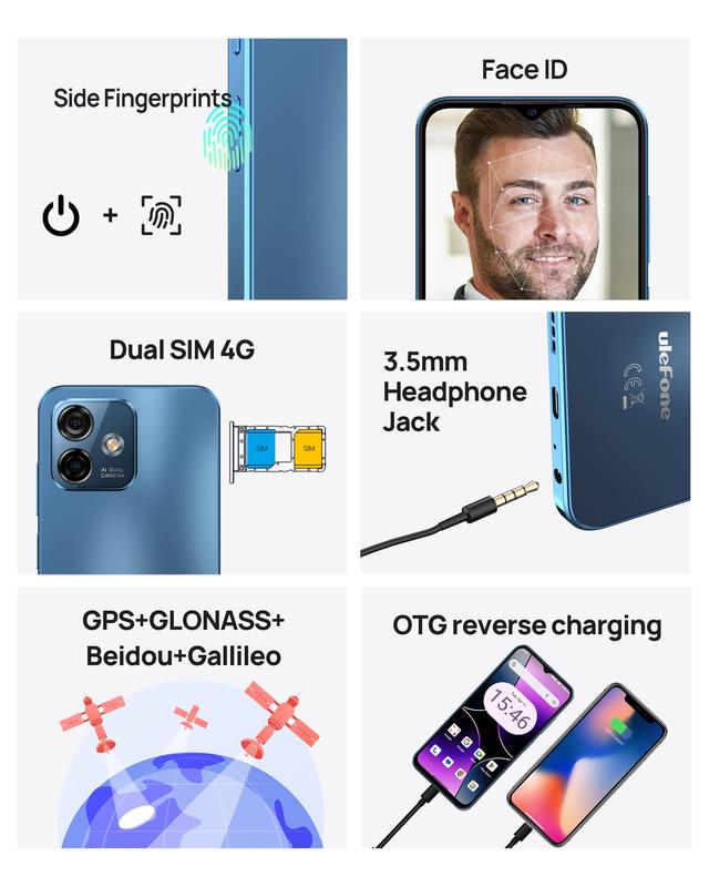 Note 16 Pro Unlocked Mobile NFC Phones (12GB+128GB) Android 13 50MP Camera Octa Core Smartphone  6.52”Screen, 4400mAh 4G Dual SIM Fingerprint Face ID GPS OTG, US Version- Blue