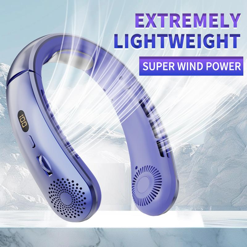 2024 Upgraded Portable Neck Fan - Bladeless, 360° Surround Airflow, Adjustable & Rotatable Wind Direction, USB Rechargeable, Wearable Cooling Device with 100 Speeds for Indoor Outdoor Use