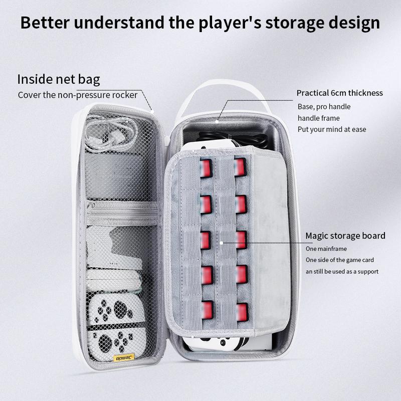 Jemdo Switch storage bag protective case, capable of holding charging base, large capacity portable game console accessory, base shell and grip set