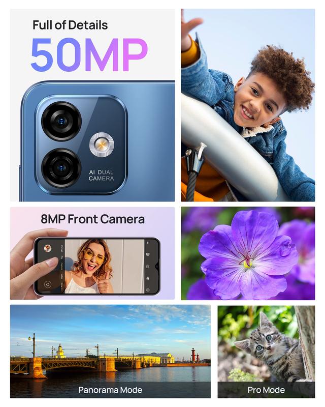 Note 16 Pro Unlocked Mobile NFC Phones (12GB+128GB) Android 13 50MP Camera Octa Core Smartphone  6.52”Screen, 4400mAh 4G Dual SIM Fingerprint Face ID GPS OTG, US Version- Blue