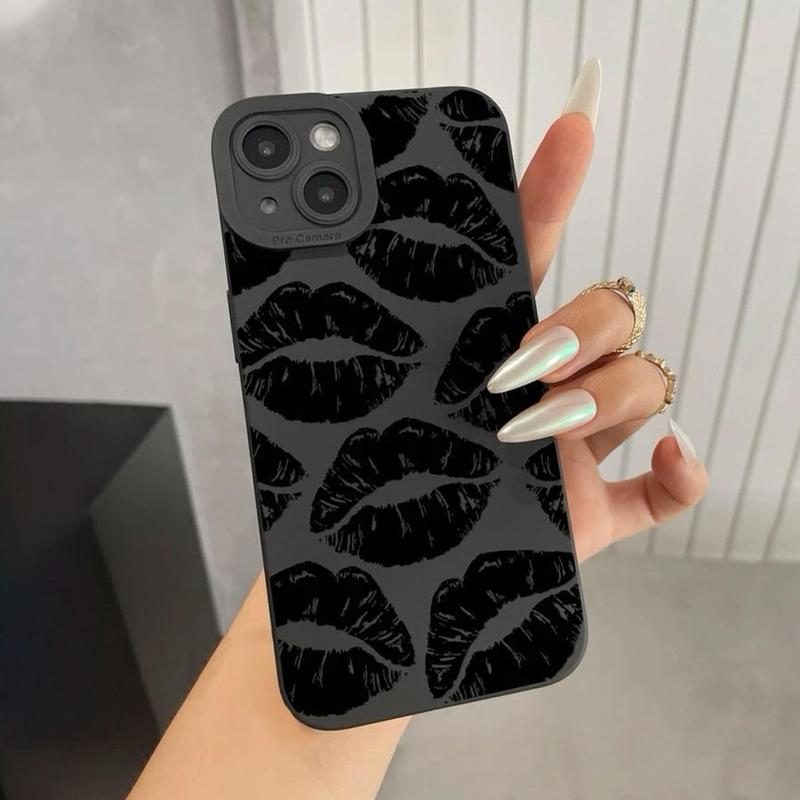 Lip Pattern Phone Case, Anti-fall Mobile Phone Case With Camera Lens Protection, Shockproof Phone Protective Protector Cover, Phone Protection Accessories for iPhone 11 12 13 14 15 6 7 8 Series Devices, Fun Summer Gift