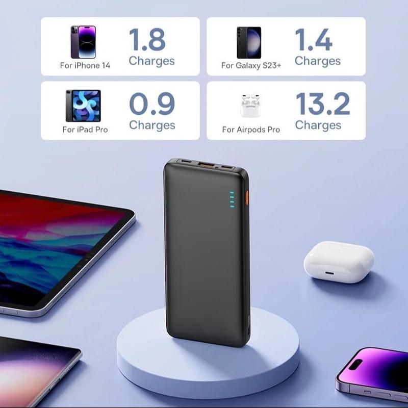 10000mAh Portable Power Bank, 22.5W Fast Charging Mobile Power Bank, PD 20W USB C External Battery Output Power Bank for iPhone, Samsung, Pad Mini