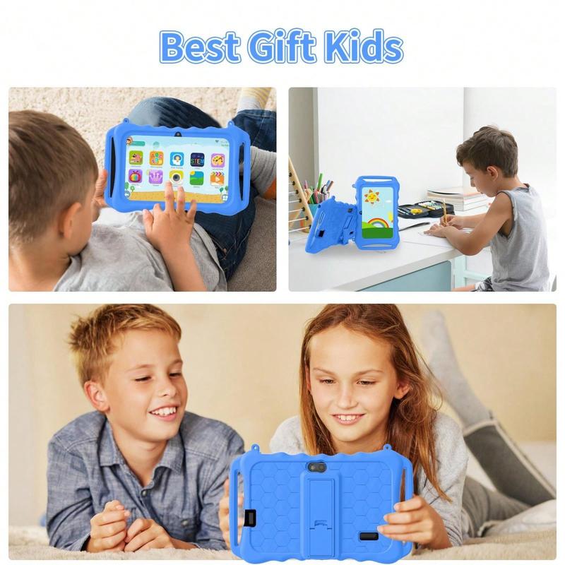 Kids Tablet, 7 Inch Android 11 Tablet For Kids, 6GB(2+4) RAM 32GB ROM 128GB Expand, Toddler Tablet With WiFi,  Parental Control, Dual Camera, GPS, Shockproof Case