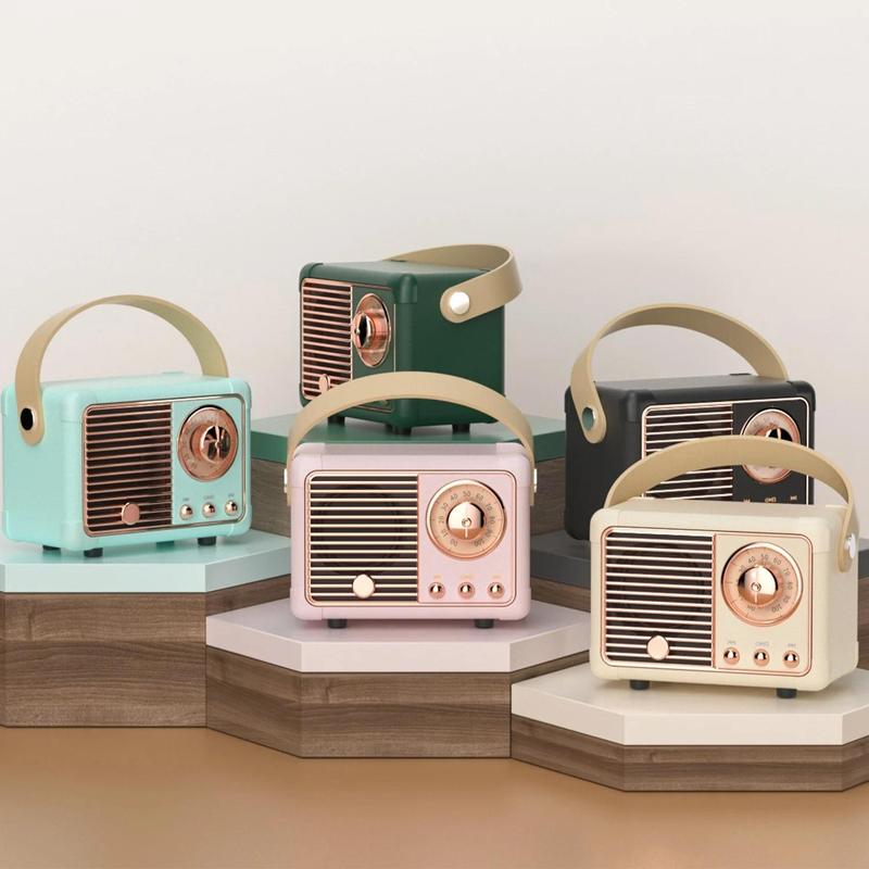 Vintage Wireless Speaker, Portable Mini Speaker with Built-in Microphone, Music Player for Home Office Outdoor Travel