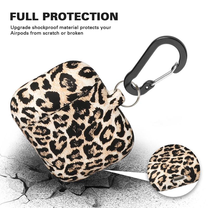 Animals Spots Pattern Earphone Case with Keychain, Soft Silicone Protective Case Cover, Cute Earphone Protector for AirPods 4 3 2 &1, Earbuds Case