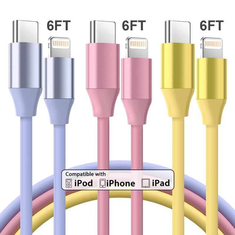 6FT [Apple MFi Certified] Type-C for Lightning Portable Charger Cable Charging Compatible with Apple Cell Phone iPhone 14 13 12 11 Pro Max XR XS X 8 7 6 Plus SE and More, Portable Smartphone Charger Cable