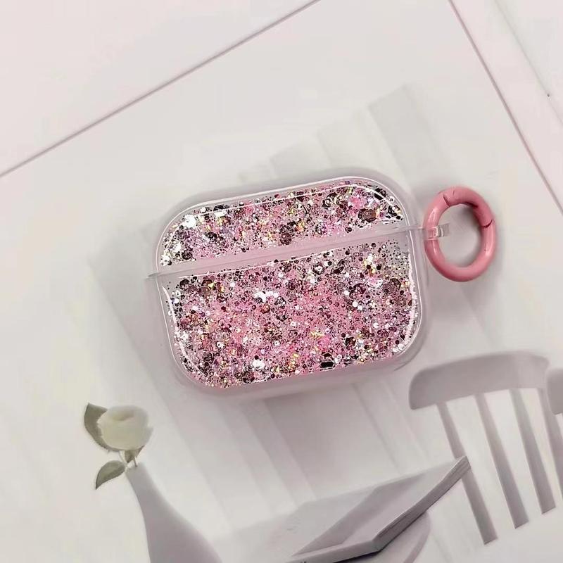 Glitter Earphone Case With Ring, 1 Count Fashionable Anti-fall Earphone Cover, Trendy Earphone Accessory, Gift For Friends