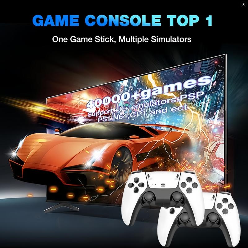 X2 retro game console, wireless controller,40000+ games, multiple emulators included, 4K HDMl output, built-in 128G card, with 2.4GHz wireless retro game console game controller