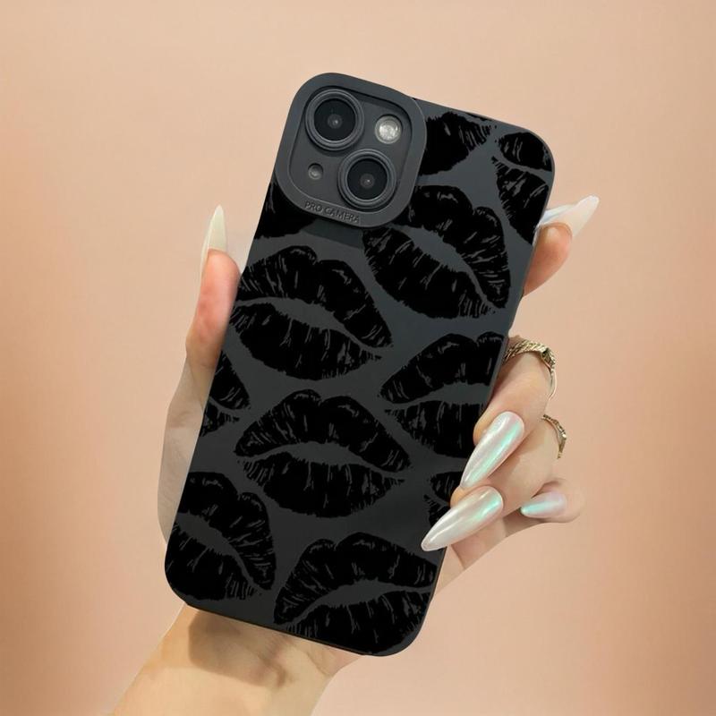 Lip Pattern Phone Case, Anti-fall Mobile Phone Case With Camera Lens Protection, Shockproof Phone Protective Protector Cover, Phone Protection Accessories for iPhone 11 12 13 14 15 6 7 8 Series Devices, Fun Summer Gift