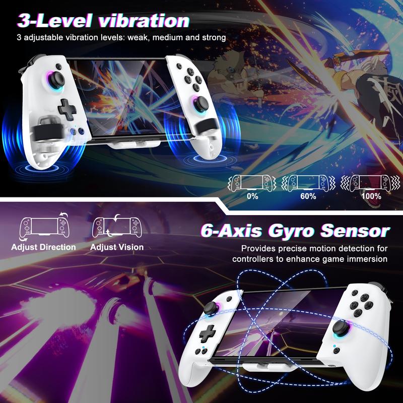 Switch Controllers for Switch OLED,Switch Wireless Pro Controller Joypad, Full-Size Ergonomic Handheld Mode Controller with Battery RGB Turbo Programming