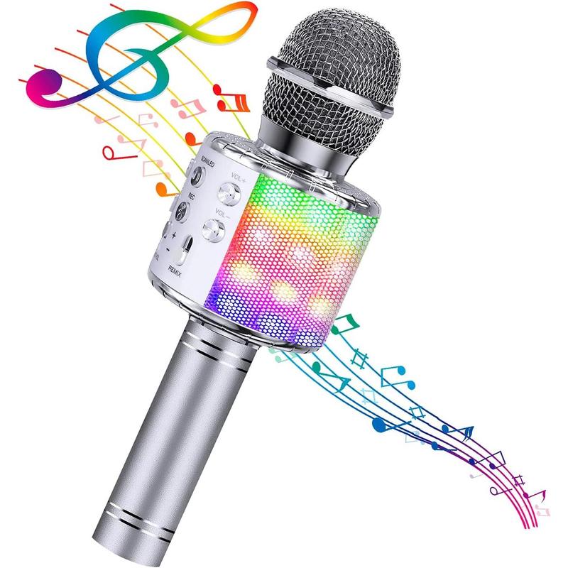 4 in 1 Karaoke  Microphone with LED Lights, Portable Microphone for ,  Gifts Toys for , Girls, Boys and Adults ()