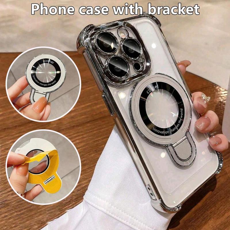 Phone Case with Holder, Shockproof Phone Protective Cover, Anti-drop Phone Accessories Compatible with iPhone 15 14 13 12 11 Samsung S24 S23 S22