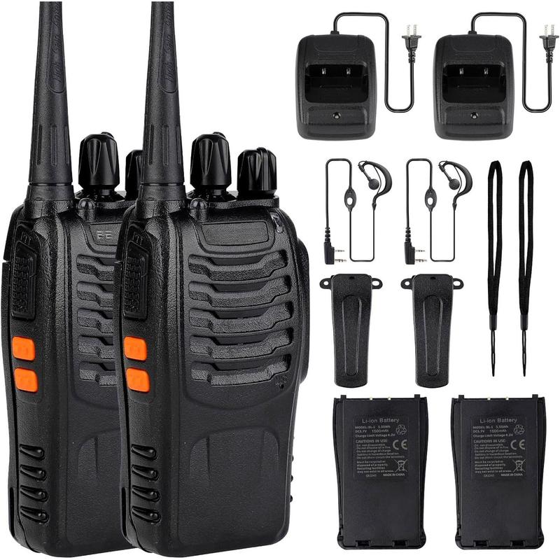 Walkie Talkies 888S Rechargeable Long Range with Earpieces for Adults, 16 Channel Professional Radio Handheld Two Way Radios Li-ion Battery and Charger Included