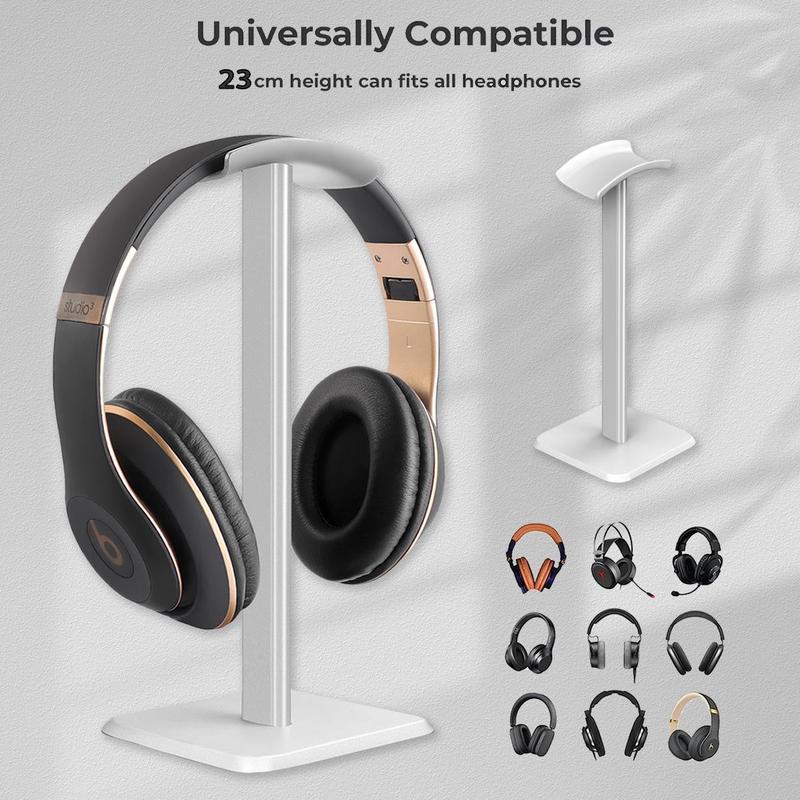 Headphone Stand, Gaming Headset Holder with Aluminum Supporting Bar, Anti-slip Earphone Stand for All Headphones