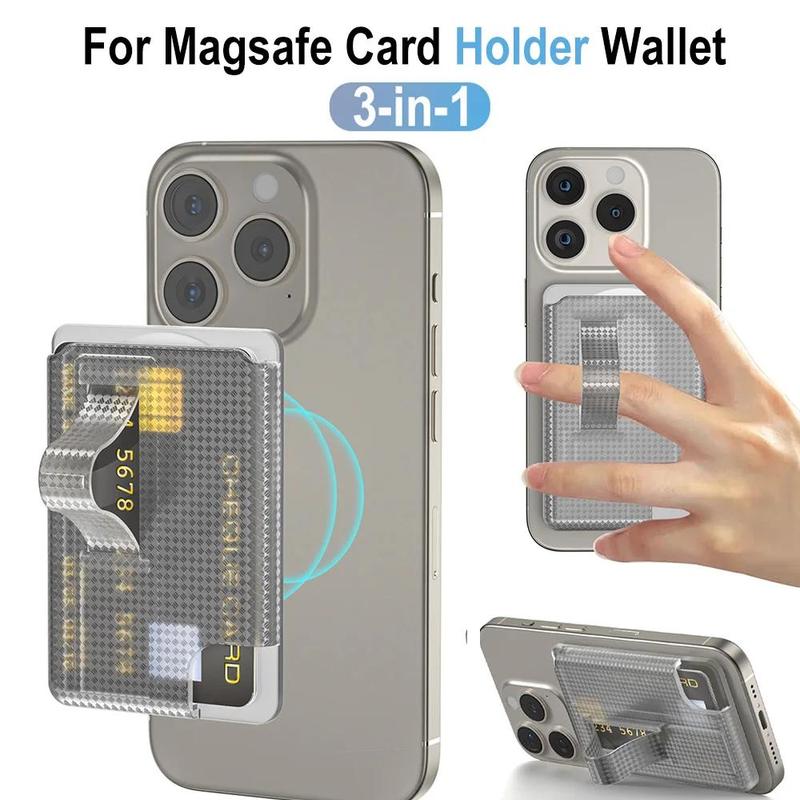 3-in-1 Magnetic Wallet Stand for MagSafe, Magnetic Card Holder Wallet for iPhone 15 14 13 12 Series, Phone Accessories (Includes 1 Count Magnetic Ring)