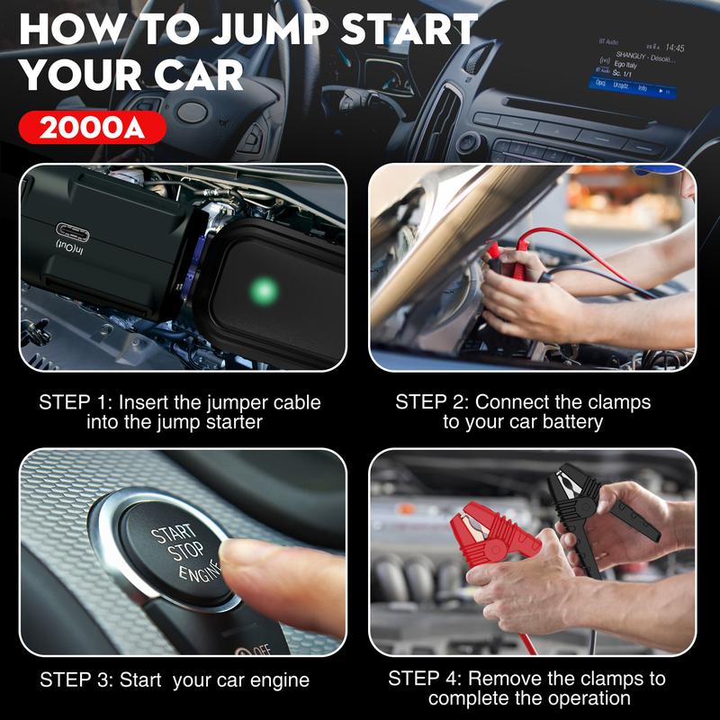 NEXPOW Jump Starter Battery - Black 1500A,Grey 2000A Peak Jump Box,with USB Quick Charge 3.0 (Up to 7.0L Gas or 6.5L Diesel Engine), 12V Portable Jump Box, Battery Booster,Built-in LED Light