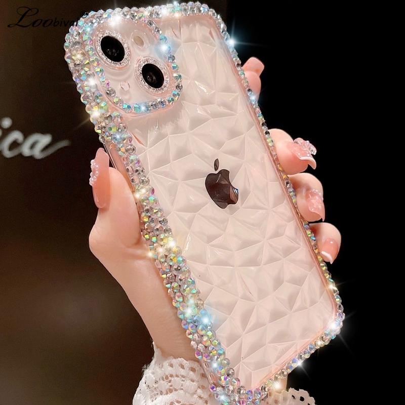 Luxury Diamond Glitter Case For iPhone 13 12 11 14 15 Pro Max X Xr Xs 8 7 Plus Bling Transparent Shockproof Soft Silicone Cover