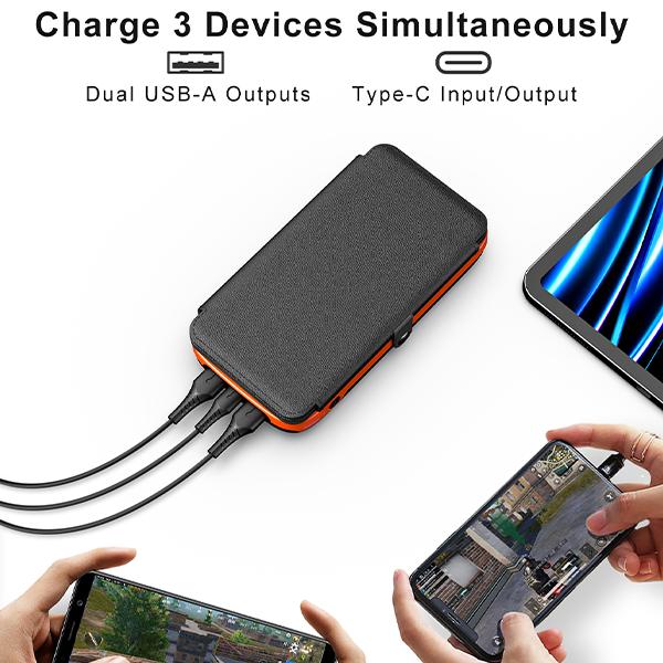 Solar Charger Power Bank, 27000mAh USB C Solar Phone Charger with 3 USB Outputs with 4 Foldable Solar Panels Battery Pack Charger Compatible with Most Smart Phone