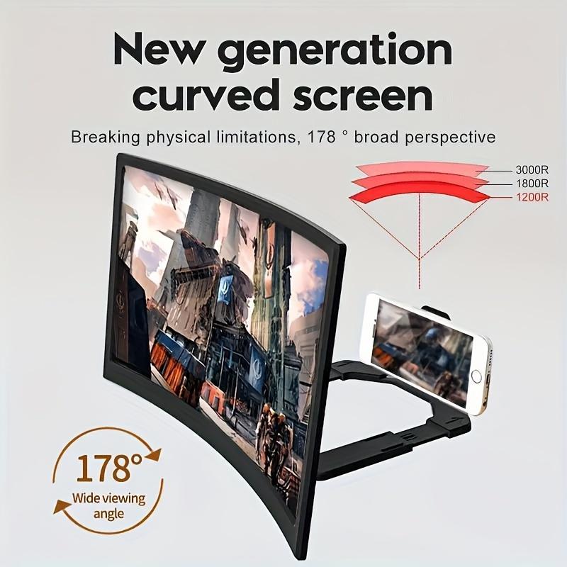 1pc ABS Material 3D HD Mobile Phone Screen Amplifier with Curved Surface, Universal Video Projection Bracket with Strong Adhesion Baffle and Wide Viewing Angle