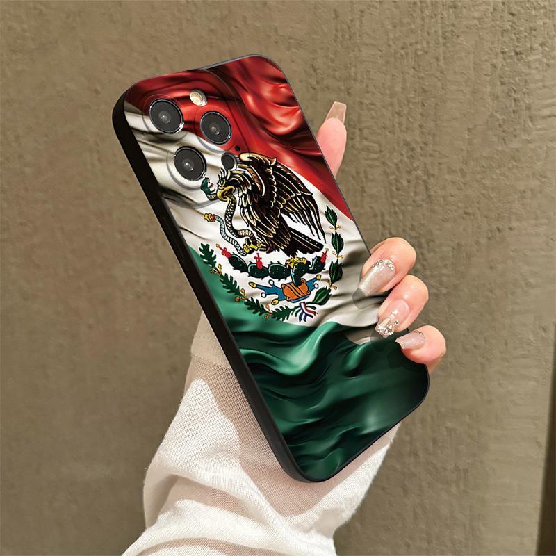 Mexico Flag Pattern Phone Case, 1 Count Full Body Shockproof Phone Protective Cover, Fashion Phone Accessories Compatible with iPhone 11 12 13 14 15 Pro Max