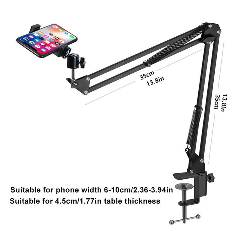 Overhead Tripod Mount for Camera Webcam Selfie Light, 1 Box Ergonomic Desktop Stand with Flexible Over Head Arm & Phone Holder, Table Stand Accessory, Selfie Phone Stand