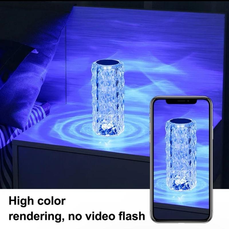 Touch Crystal Table Lamp Desk Indoor Lighting Luxury Rose Sensor Rechargeable Usb Rgb Decoration Home Decor Led Room Night Light