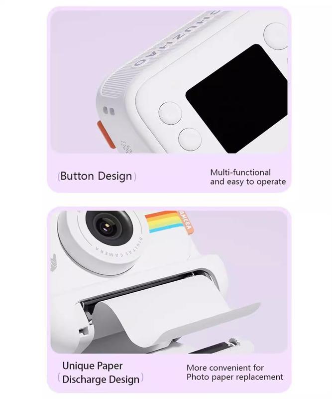 Children's camera，Inkless instant print camera 1080p, digital camera, with 8G memory card, compact portable camera for kids, teenagers, and beginners, Christmas birthday gift Durable Charging Adjustable  Chargeable Sd point and