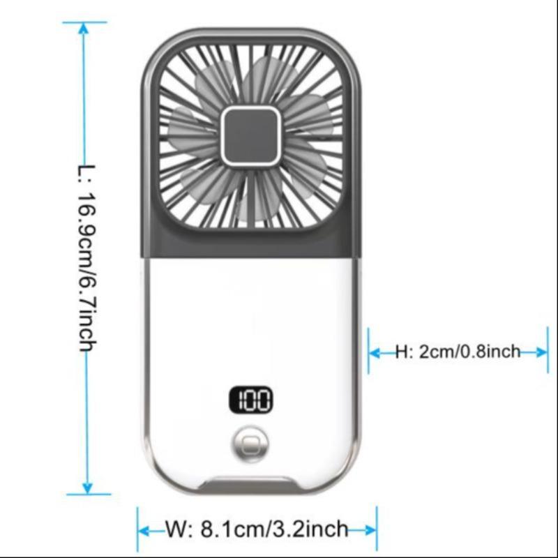 Hanging Neck Fan for Summer, 1 Count USB Charging Personal Fan with Power Bank & Phone Holder for iPhone, Digital Display Fan