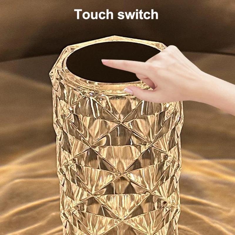 Touch Crystal Table Lamp Desk Indoor Lighting Luxury Rose Sensor Rechargeable Usb Rgb Decoration Home Decor Led Room Night Light